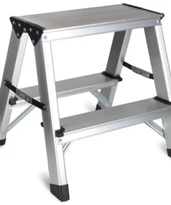 Two Step Ladder - Folding Small 2 Step Stool 330lbs with Non-Slip Feets, Aluminum Lightweight Metal Step Stool.