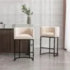 Contemporary Cream Linen Bar Stools Set of 2, 29" Upholstered Fabric Counter Height Barstools Kitchen Counter Island Stools with