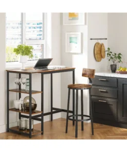 VASAGLE Bar Table With Sturdy Metal Frame, Easy Assembly, Industrial Design