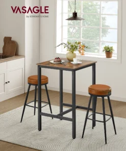 VASAGLE Bar Table, Small Kitchen Dining Table, High Top Pub Table, Height Cocktail Table for Living Room Party