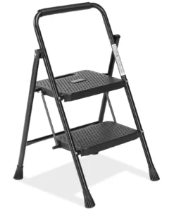 JHK Folding 2/3 Step Ladder Stool with Anti-Slip Pedal 800lbs Capacity Sturdy Steel Portable Cushioned Handle for Kitchen Home