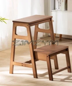 Bamboo Herringbone Ladder Multi-functional High Stools Kitchen Resin Rattan Weaving Ladder Stool Flip Folding Step Stool
