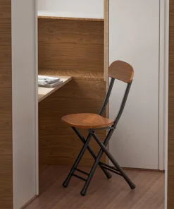 1pc Classic Style Folding Chair with Oval Seat Portable, No Assembly Needed, Durable Metal Frame Hardwood Construction for Home