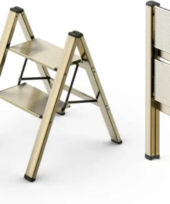 2 Step Ladder,Foldable Step Stool, Aluminum Lightweight Ladder for Home Kitchen Closet, Anti-Slip Pedals,Portable