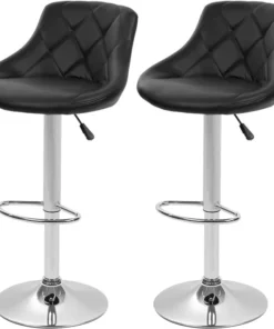 Bar Stools Set of 2 ，Barstools Swivel Stool Height Adjustable Bar Chairs with Back PU Leather Swivel Bar