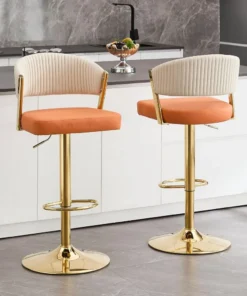 Bar Stools Set of 2, Adjustable Swivel Counter Height Bar Stools with Back and Footrest, PU Leather Bar Chairs for Kitchen Dinin