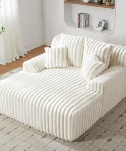 53.5”W Oversized Chaise Lounge Chair Indoor, Boneless Couch Chair with 4 Pillows, Comfy Reading Chairs with Wide Arms, No Assemb