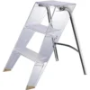 Step Stools for Adults, Acrylic 3 Step Ladder,2-in-1 Design with Ladder and Stool for Home and Library 330lbs Capacity