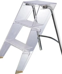 Step Stools for Adults, Acrylic 3 Step Ladder,2-in-1 Design with Ladder and Stool for Home and Library 330lbs Capacity