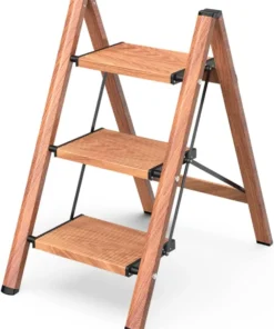 3 Step Ladder,Aluminum Folding Step Stool with Anti-Slip Sturdy and Wide Pedal, Portable Stepladder for Home and Kitchen