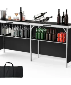 78" Extra Long Portable Bar Table, Mobile Bar Table for Events, Pop-Up Folding Bar Table, Party, Camping, Picnic, Tradeshow,