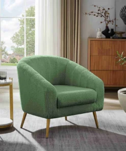 Accent Chair Fabric Wrapped Metal Legs Modern Accent Chair for Living Room Bedroom Light Green Chair Leisure Chair Reading Chair