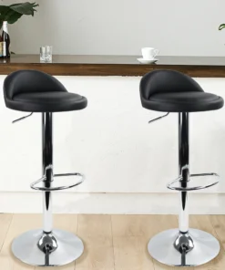 KKTONER PU Leather Round Bar Stool with Back Rest Height Adjustable Swivel Pub Chair Home Kitchen Bar stools